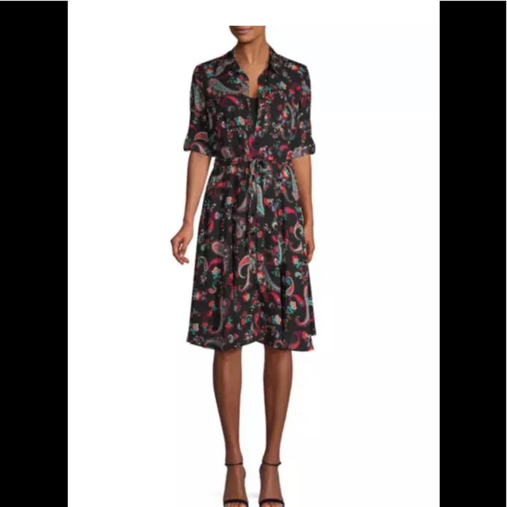 Nanette Nanette Lepore Women's Roll-up Long Sleeve Mini Button Down Dress Belt